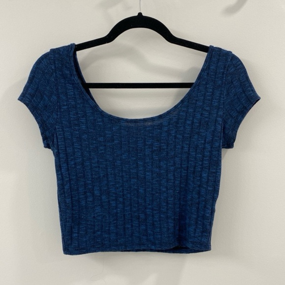 Forever 21 XXI womens blue knit crop top size large - Picture 6 of 8